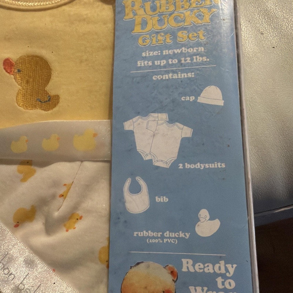 Bon Bebe Outfit 5pc Rubber Ducky Set Bodysuit Bib Mittens Newborn